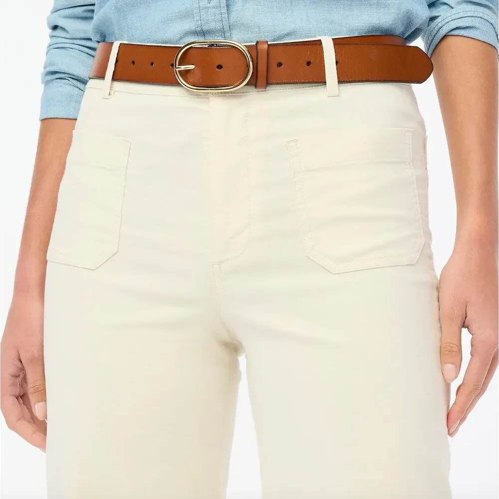 J.Crew Lizzie High Rise Patch Pocket Wide Leg Pant Classic Natural US 32 NWT